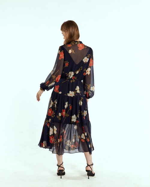 SIXDO Voile Flared Dress for Women